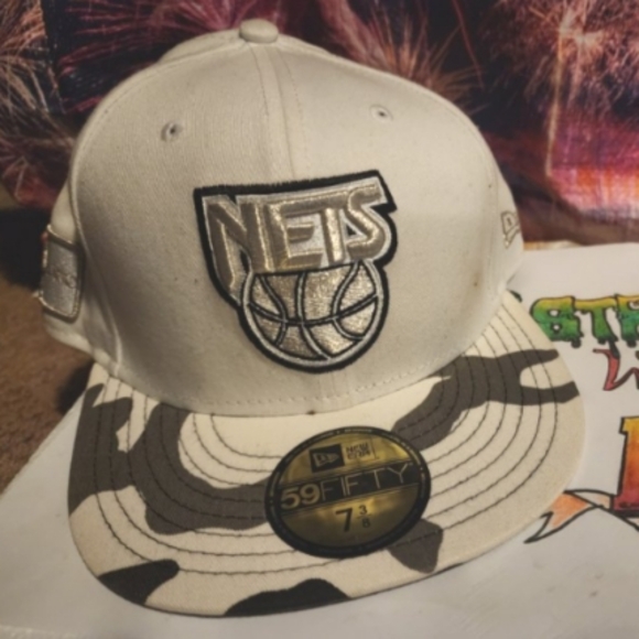 🏀🔥 NETS Hardwood Classics Basketball Camo New Era, 59Fifty, 7 3/8" 🔥🏀 - Picture 1 of 5